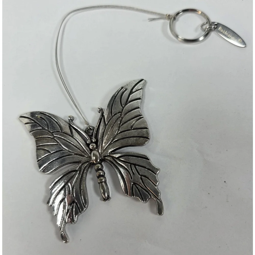Rosleanny Silver Tone Butterfly Ornament Hanging Decor Window Charm